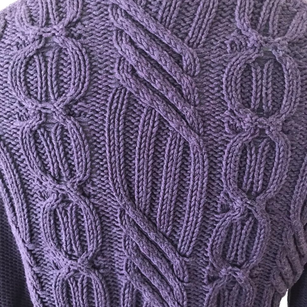 TALBOTS HEAVY CABLE KNIT COTTON CARDIGAN - Picture 4 of 6